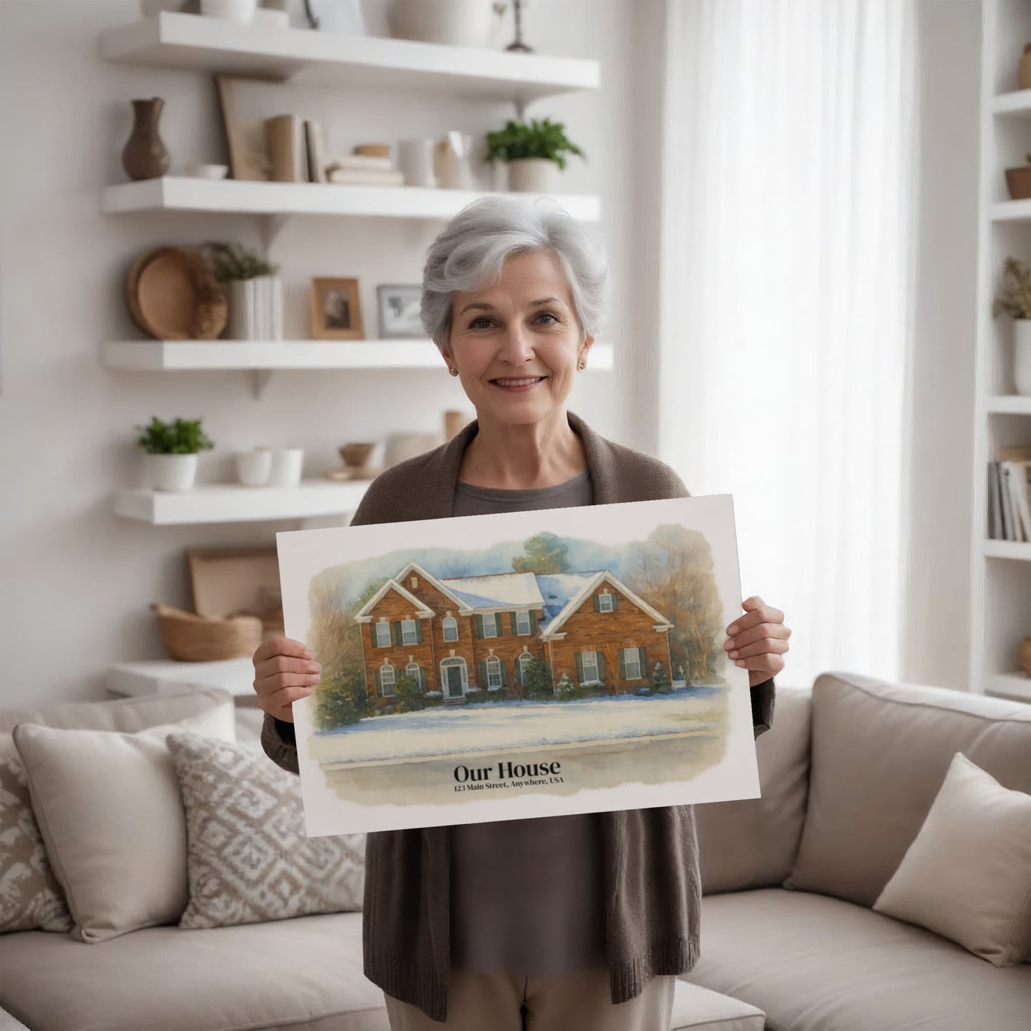 Custom Watercolor House Portrait – Personalized Gallery-Wrapped Canvas