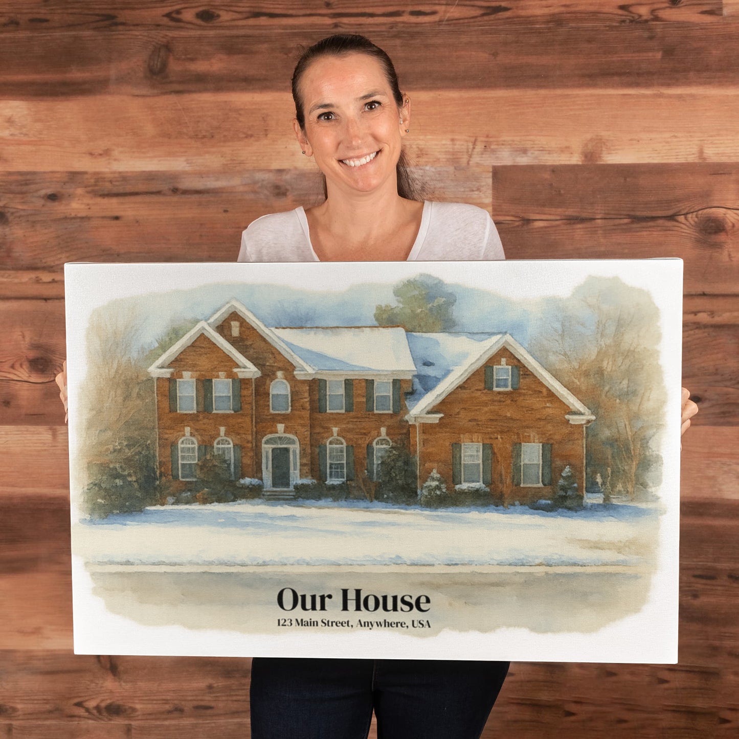 Custom Watercolor House Portrait – Personalized Gallery-Wrapped Canvas