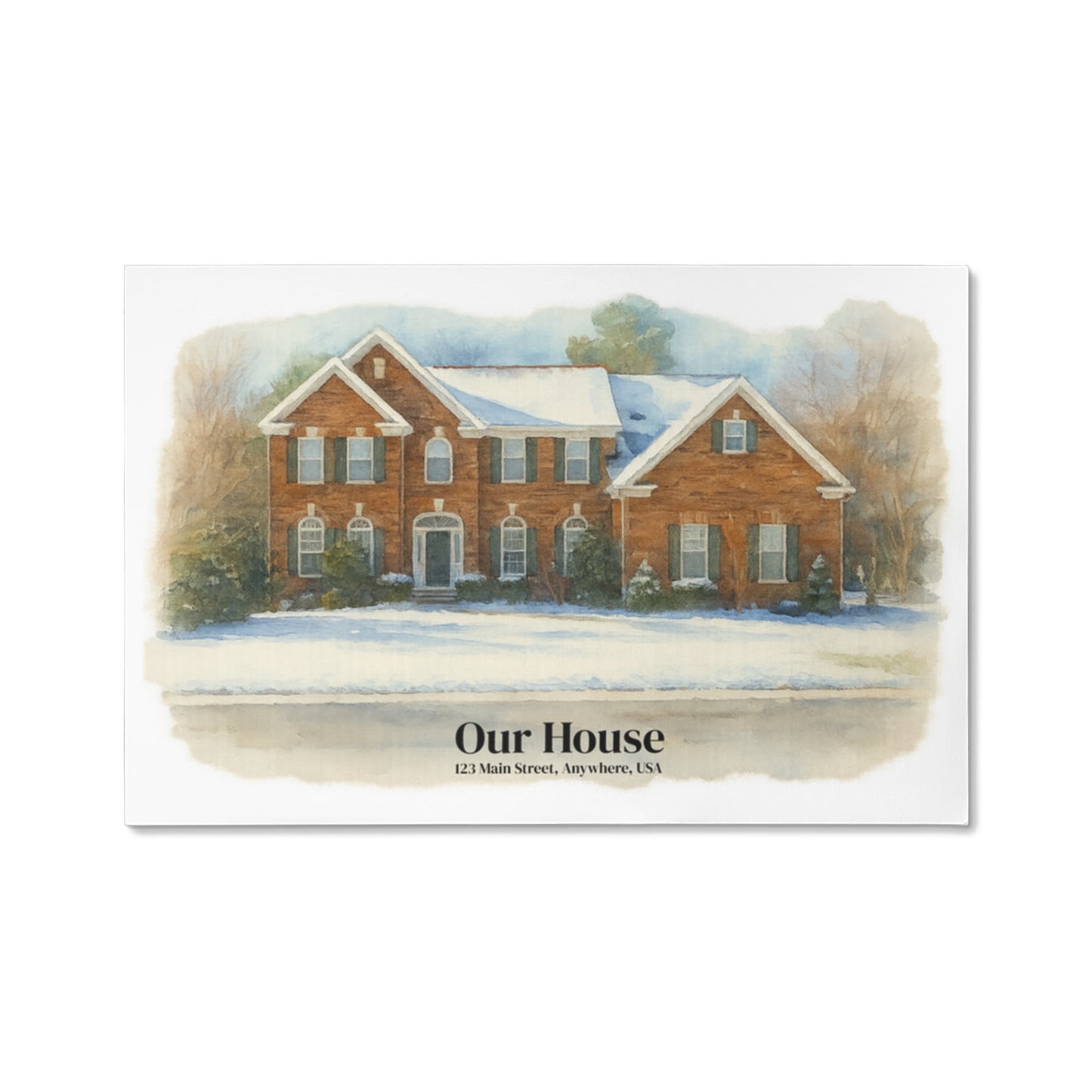 Custom Watercolor House Portrait – Personalized Gallery-Wrapped Canvas