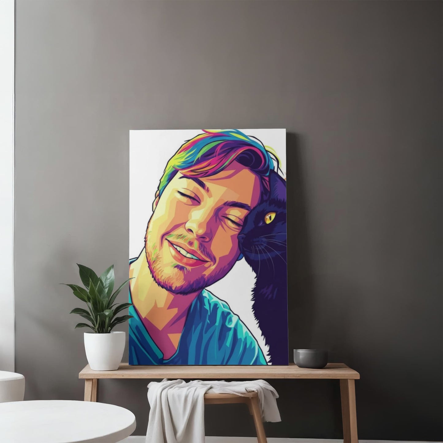 Custom Pop Abstract Portrait Canvas – Vibrant Modern Art from Your Photo