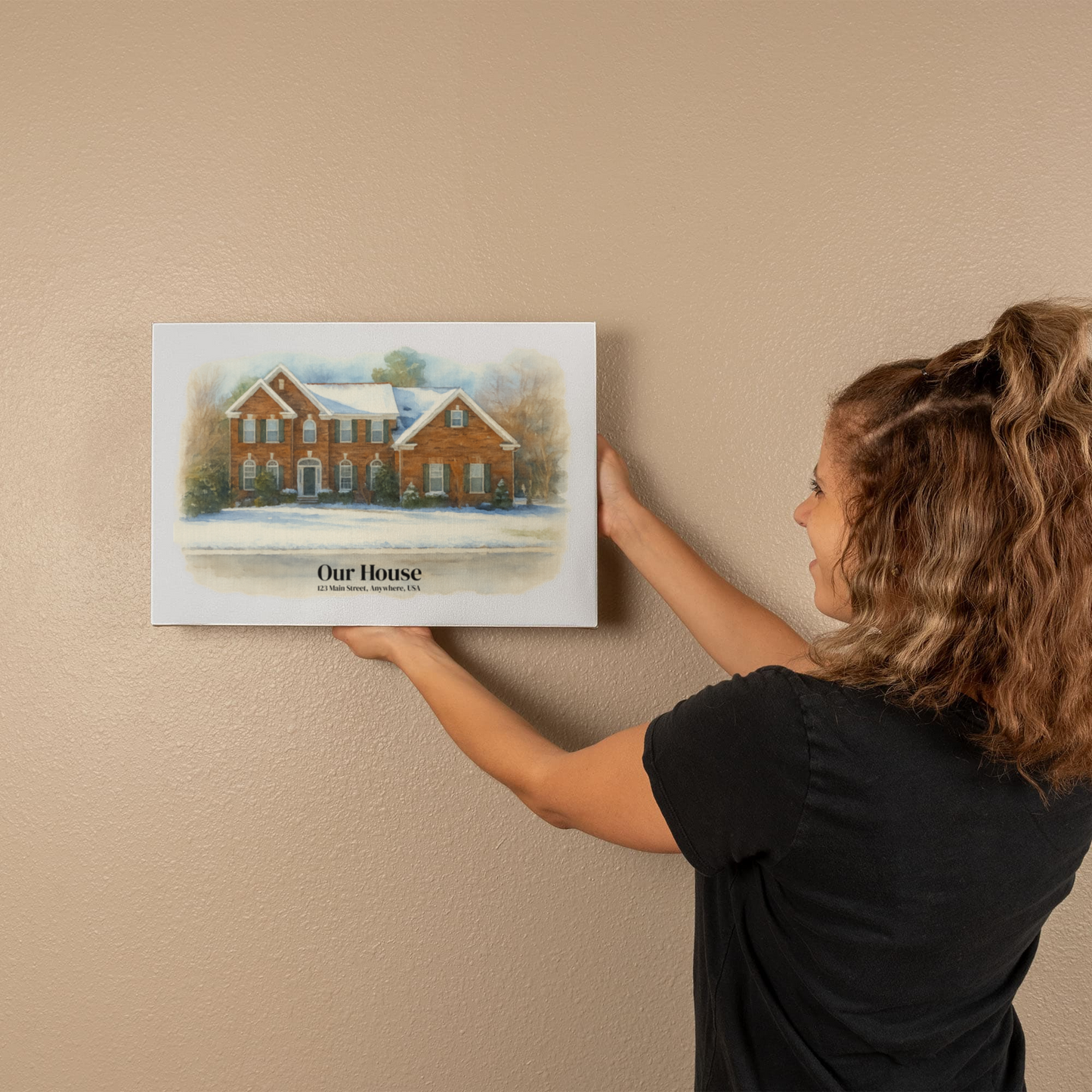 Custom Watercolor House Portrait – Personalized Gallery-Wrapped Canvas