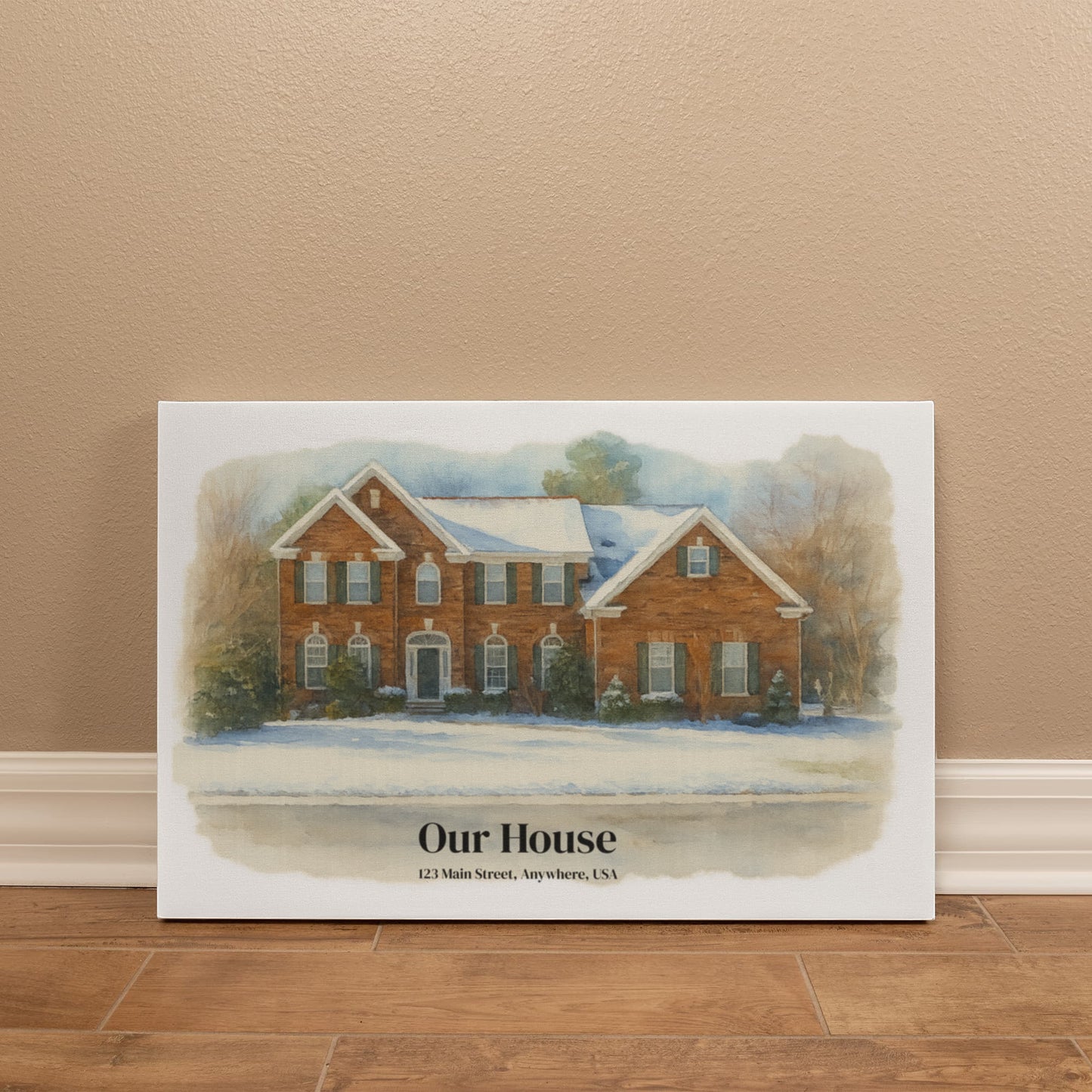 Custom Watercolor House Portrait – Personalized Gallery-Wrapped Canvas