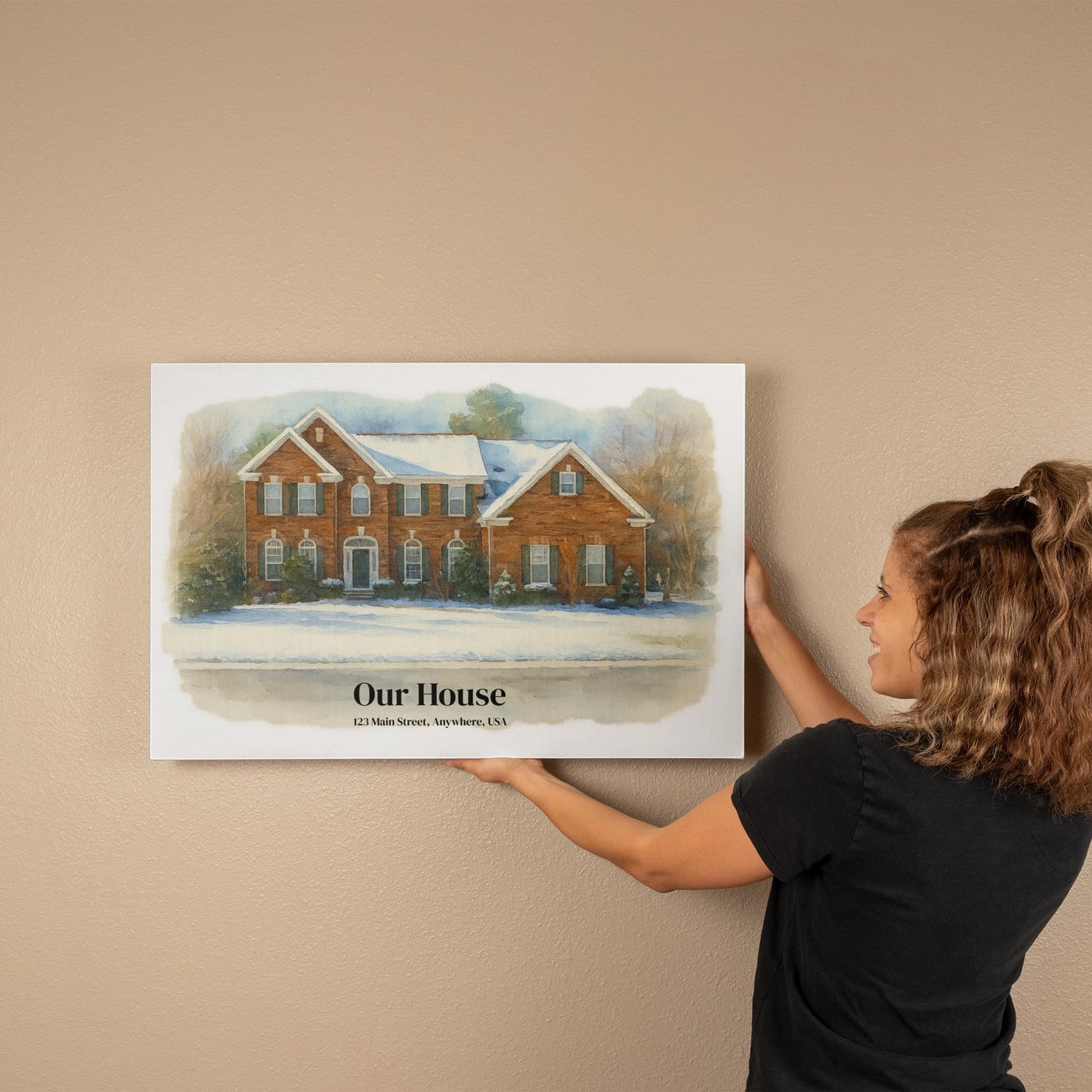 Custom Watercolor House Portrait – Personalized Gallery-Wrapped Canvas