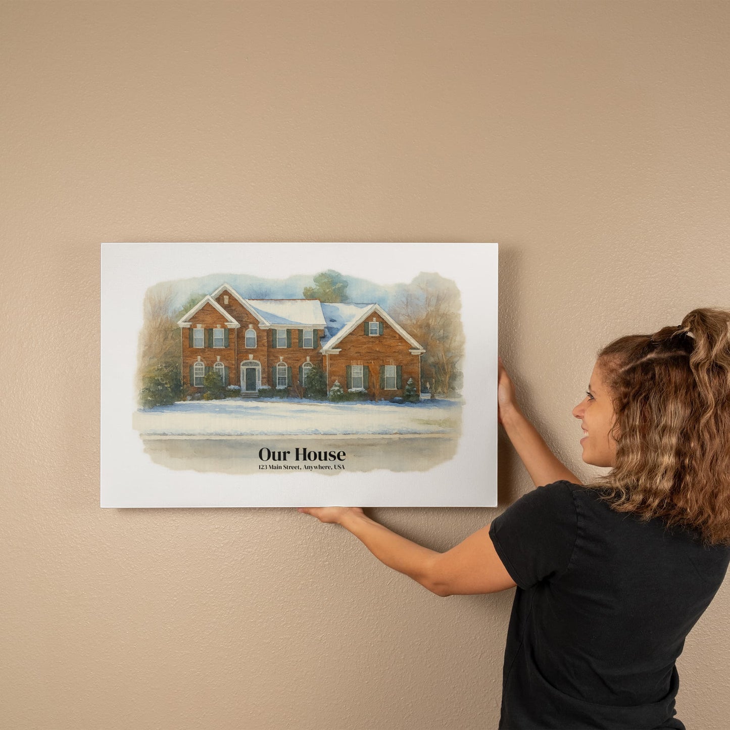 Custom Watercolor House Portrait – Personalized Gallery-Wrapped Canvas