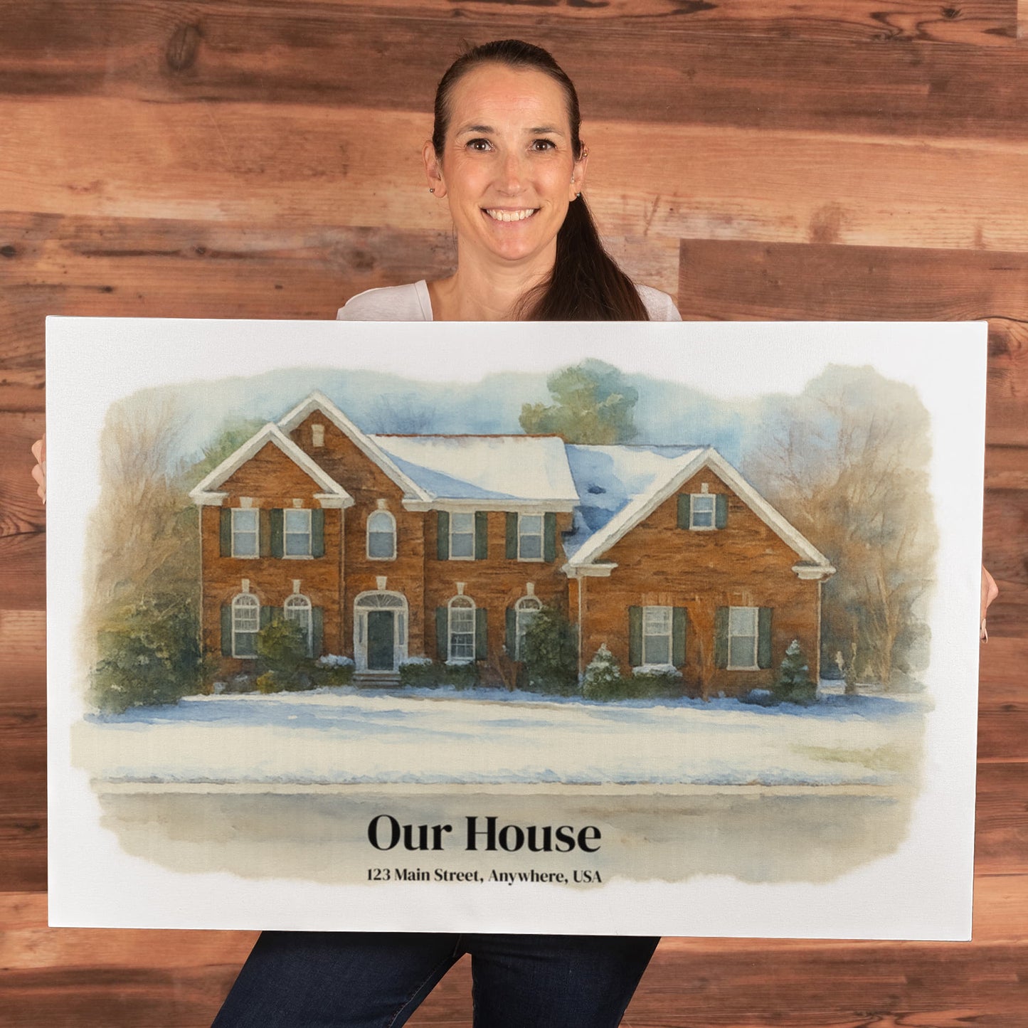 Custom Watercolor House Portrait – Personalized Gallery-Wrapped Canvas