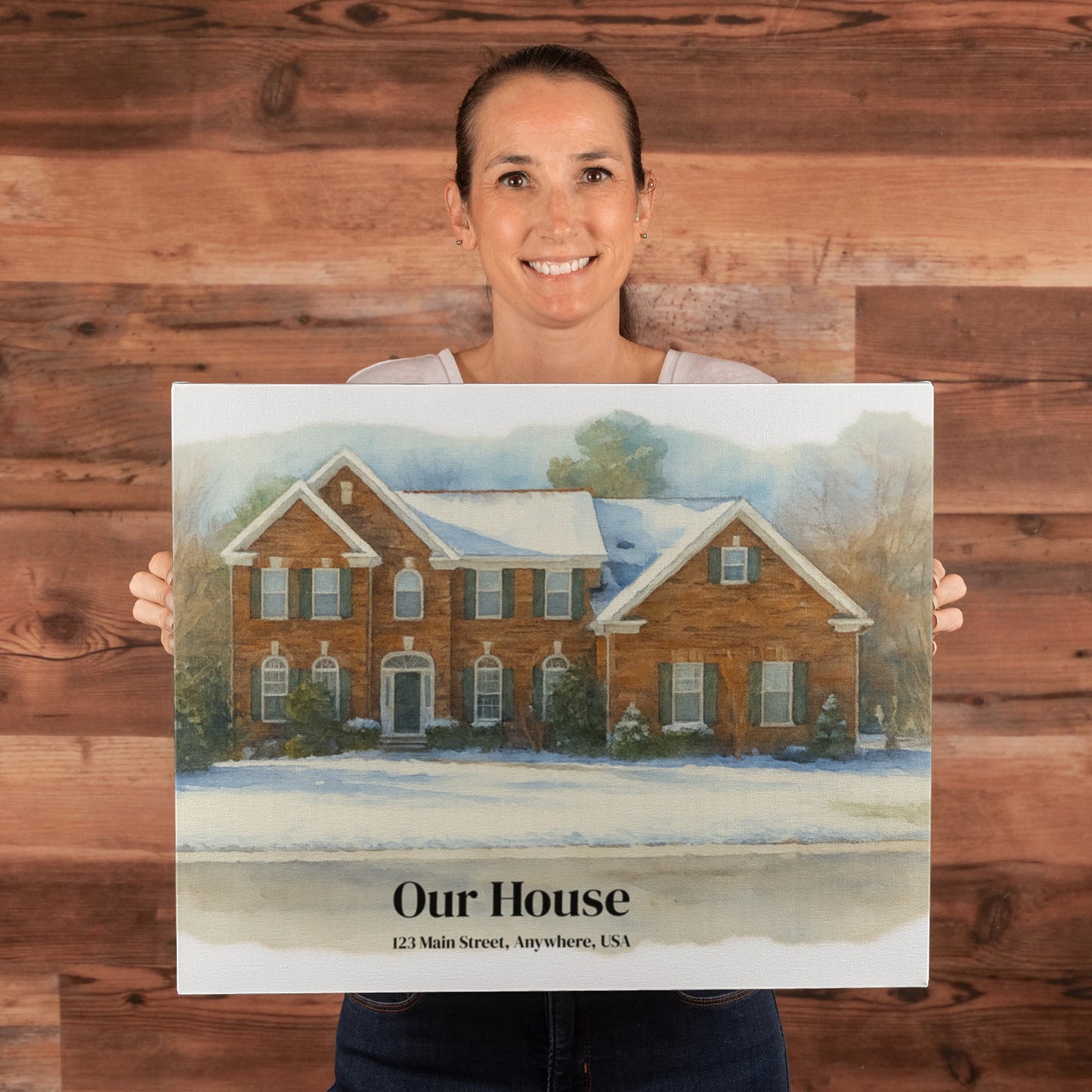 Custom Watercolor House Portrait – Personalized Gallery-Wrapped Canvas