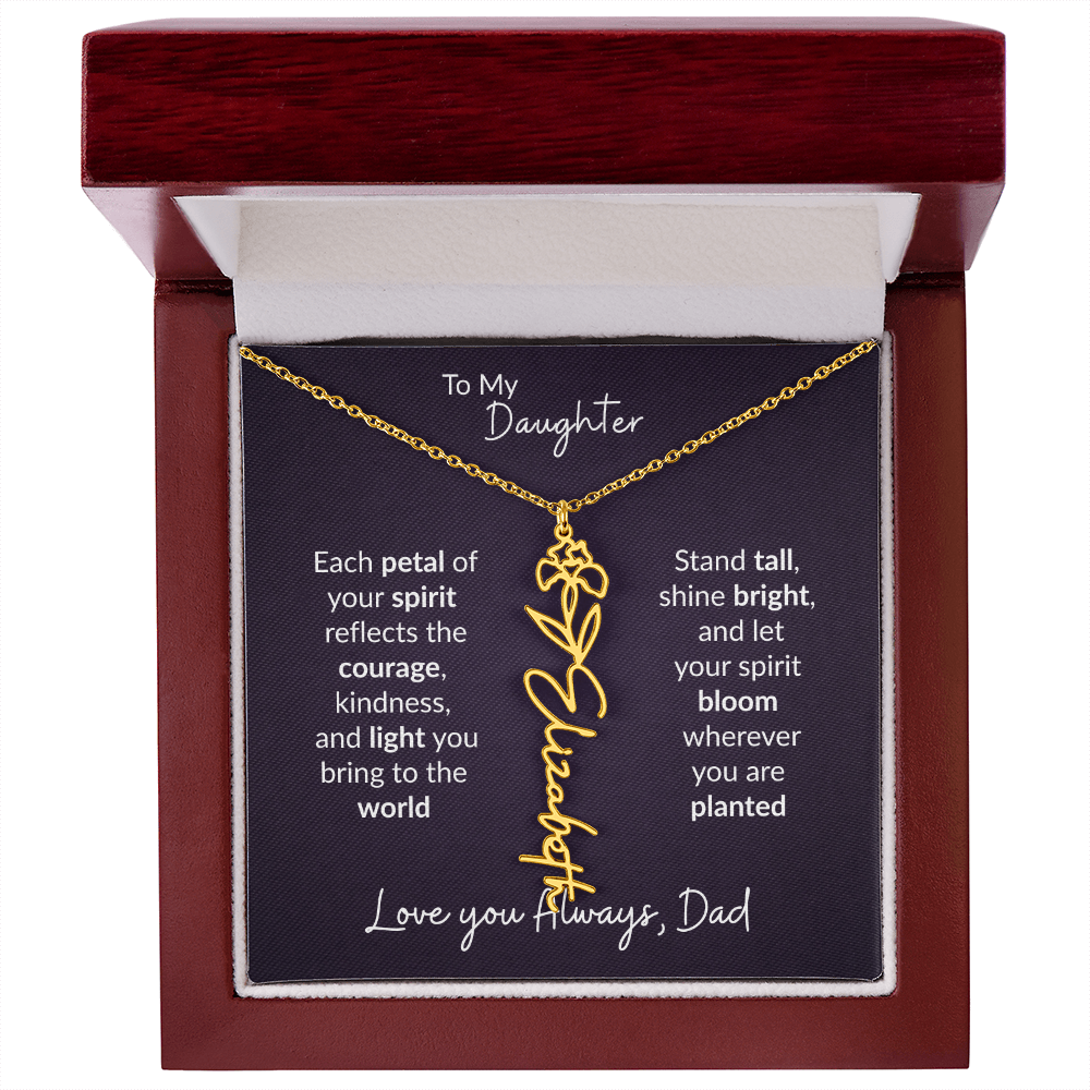 To My Daughter Flower Name Necklace – Dad to Daughter Gift