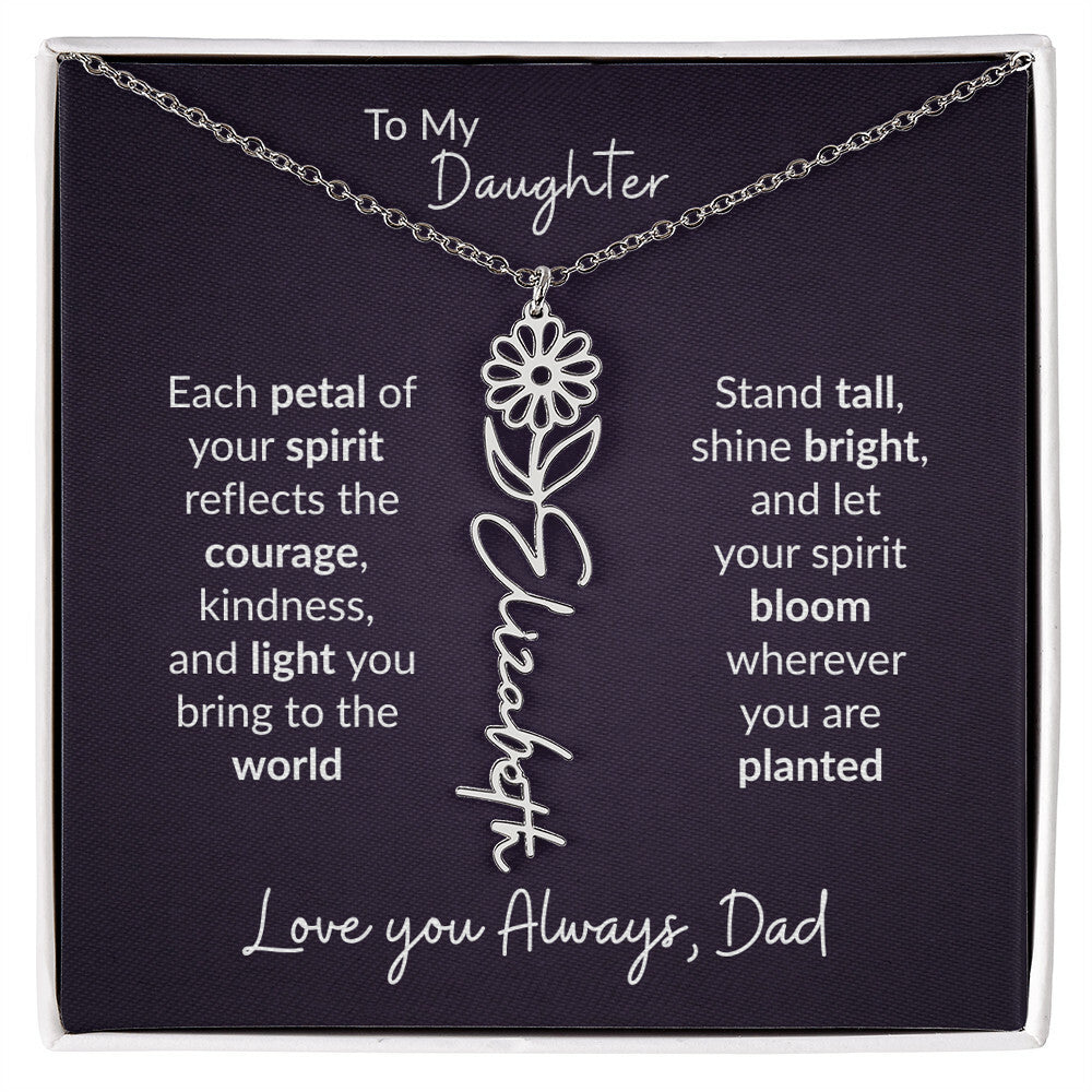 To My Daughter Flower Name Necklace – Dad to Daughter Gift