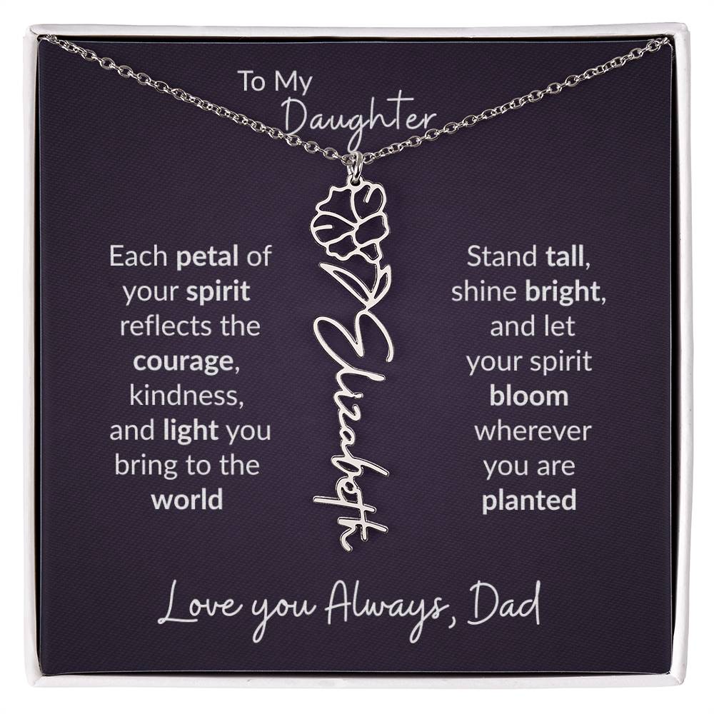 To My Daughter Flower Name Necklace – Dad to Daughter Gift