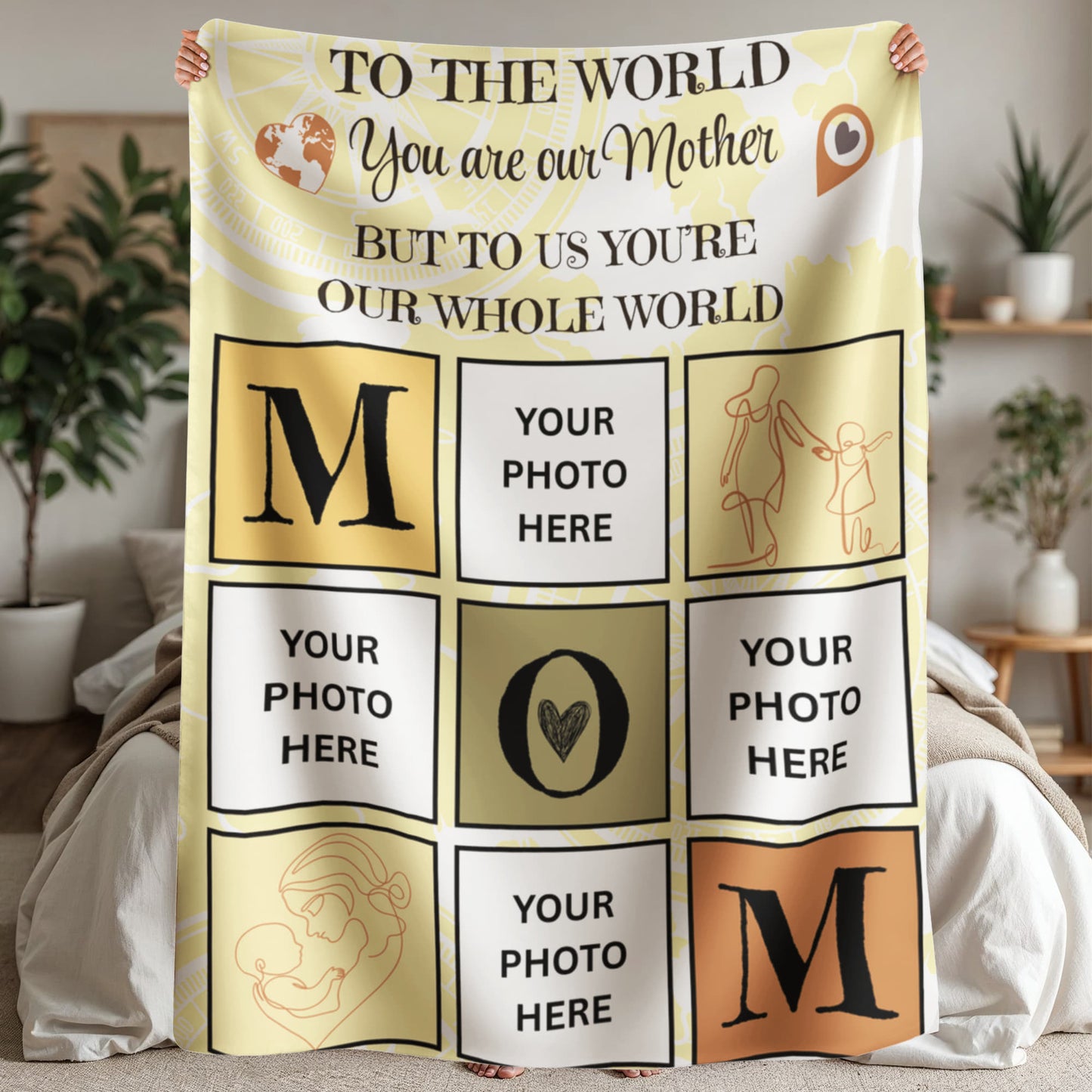 Custom Photo Blanket for Mom | Add 4 Photos | A Warm Fuzzy Hug