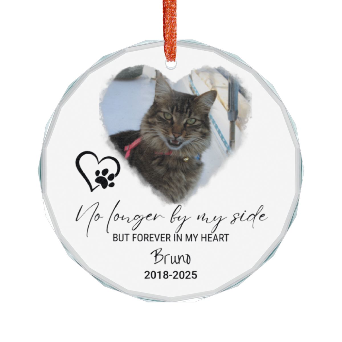 Personalized Crystal Pet Memorial Ornament – Custom Photo & Name • “No Longer By My Side” Keepsake