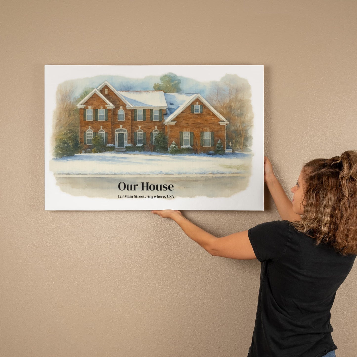 Custom Watercolor House Portrait – Personalized Gallery-Wrapped Canvas