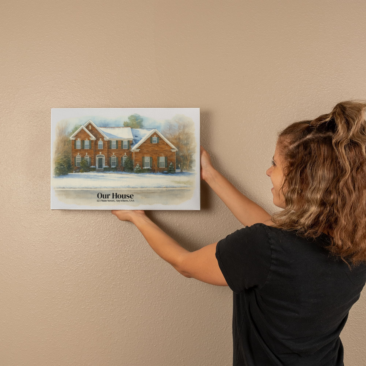 Custom Watercolor House Portrait – Personalized Gallery-Wrapped Canvas