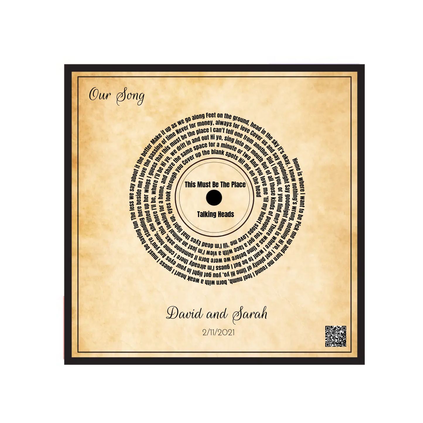Custom Song Lyrics / Record Poster