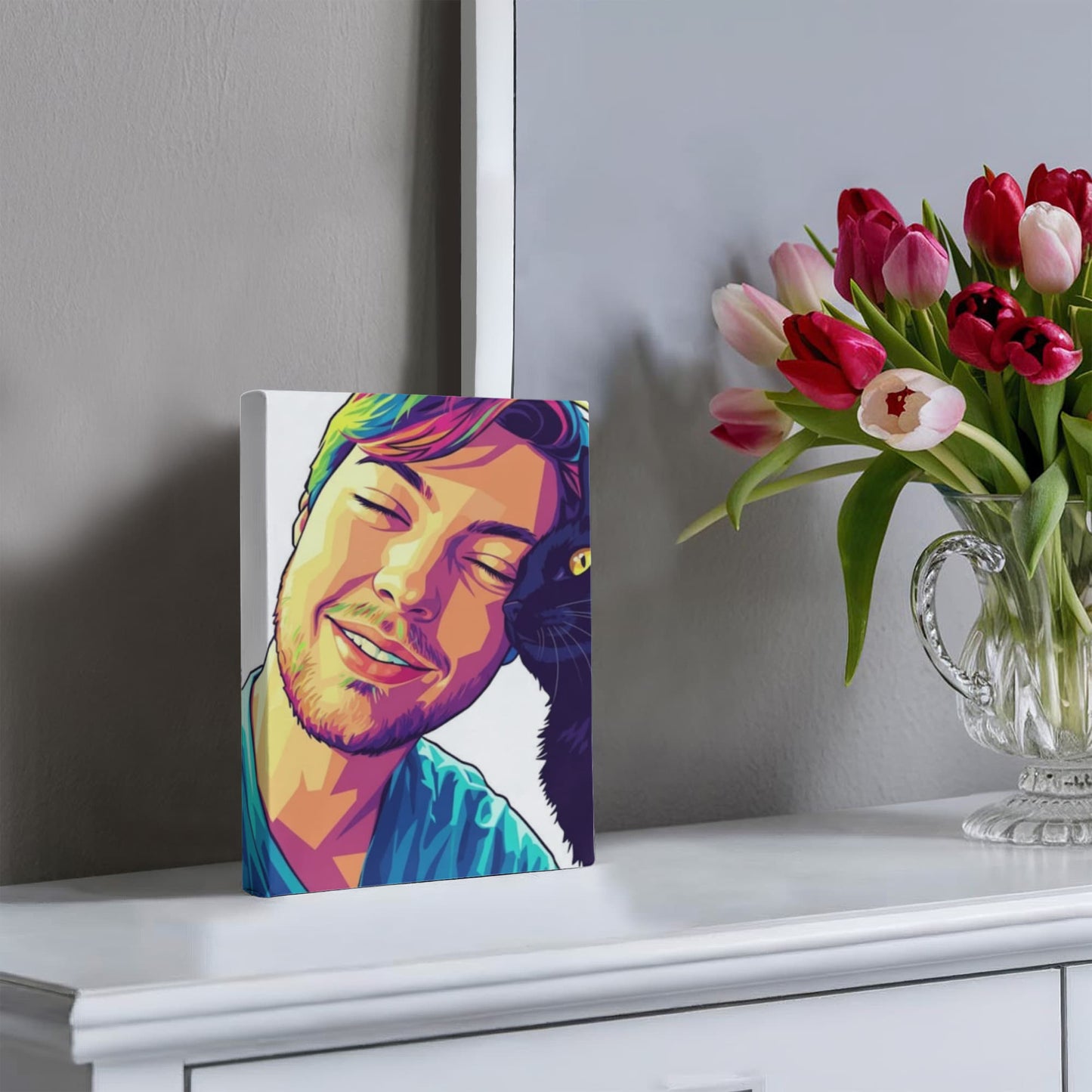 Custom Pop Abstract Portrait Canvas – Vibrant Modern Art from Your Photo