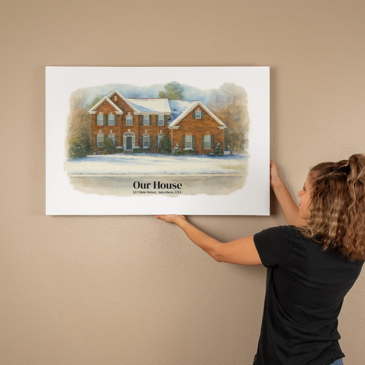 Custom Watercolor House Portrait – Personalized Gallery-Wrapped Canvas