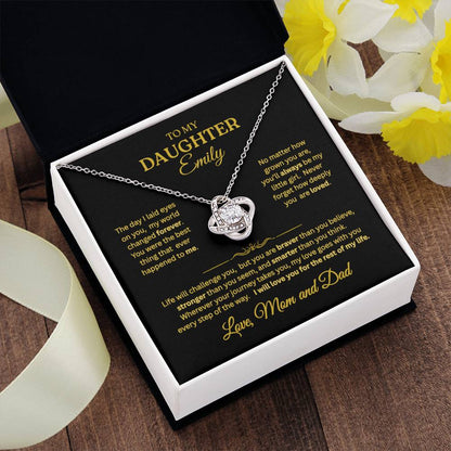 To My Daughter Love Knot Necklace – Personalized Message Card Gift