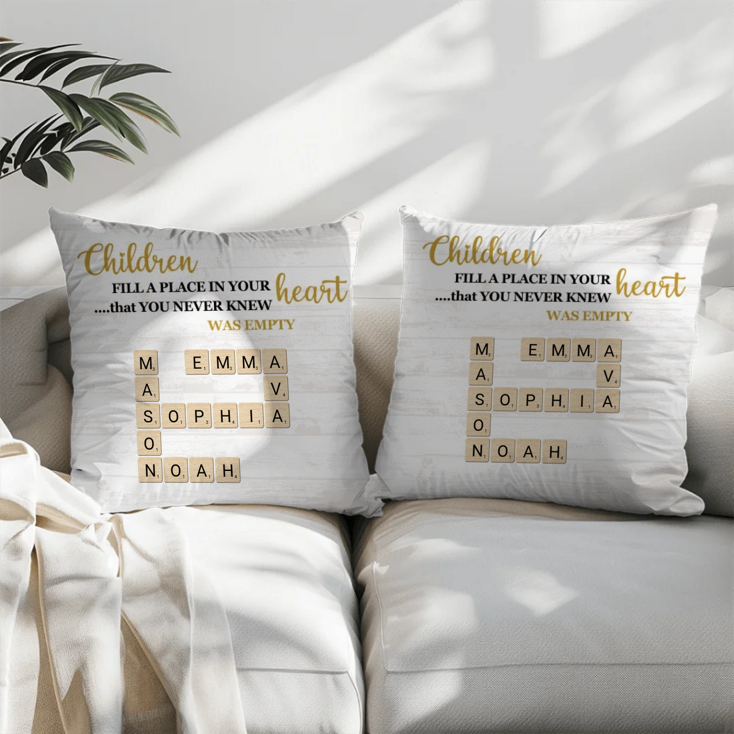 Personalized Children's Names Crossword Pillow Farmhouse Style