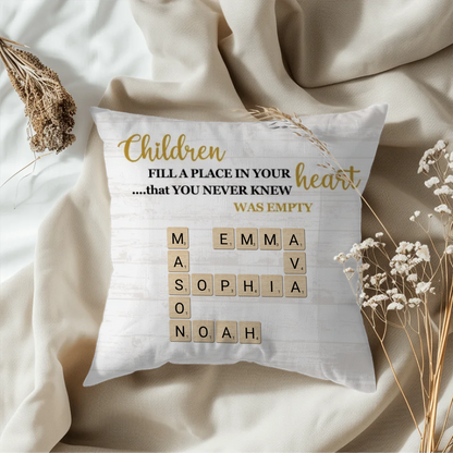 Personalized Children's Names Crossword Pillow Farmhouse Style