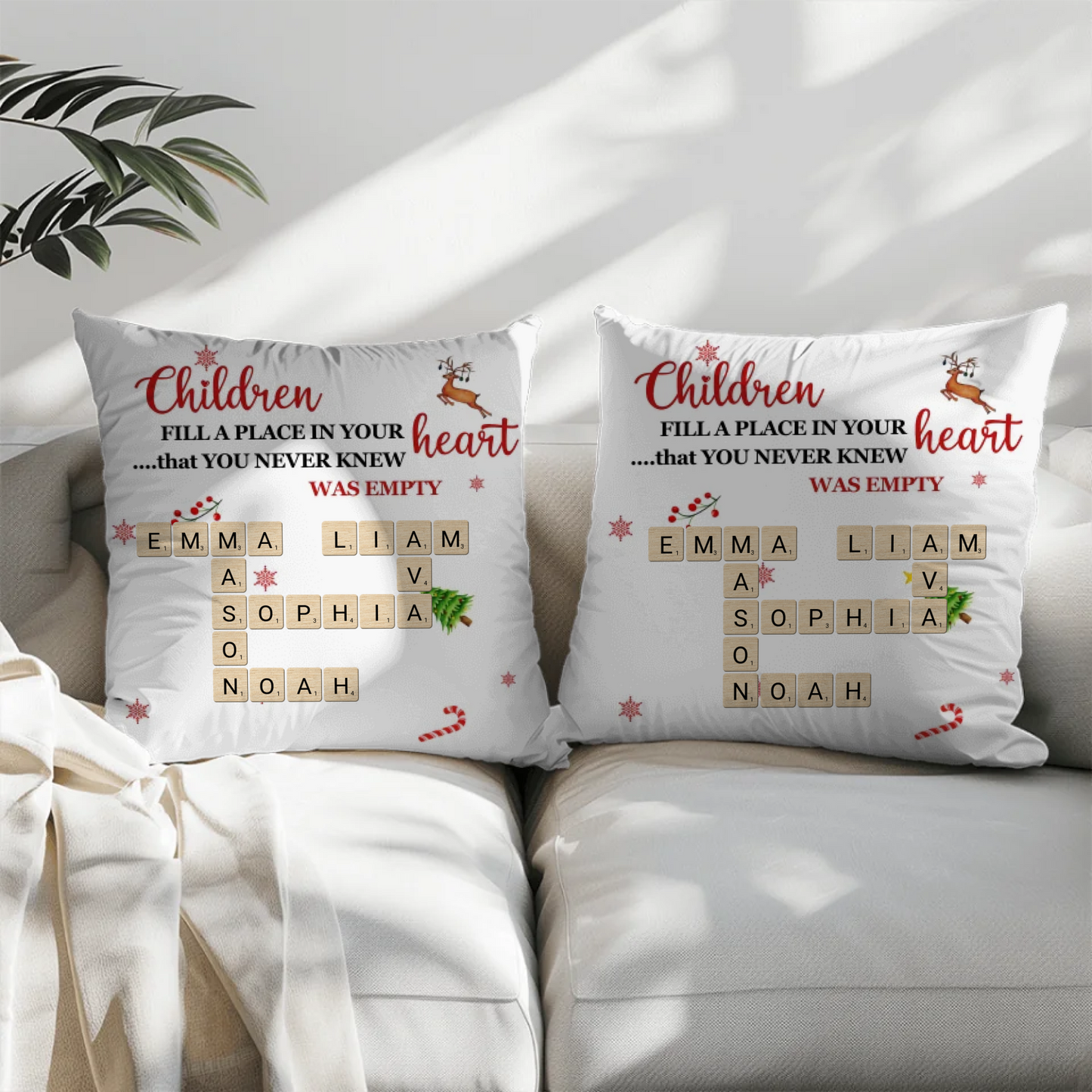 Personalized Children's Names Crossword Pillow – Christmas Edition