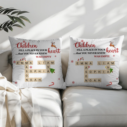 Personalized Children's Names Crossword Pillow – Christmas Edition