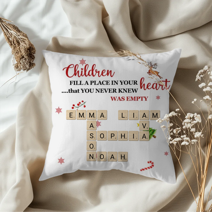 Personalized Children's Names Crossword Pillow – Christmas Edition
