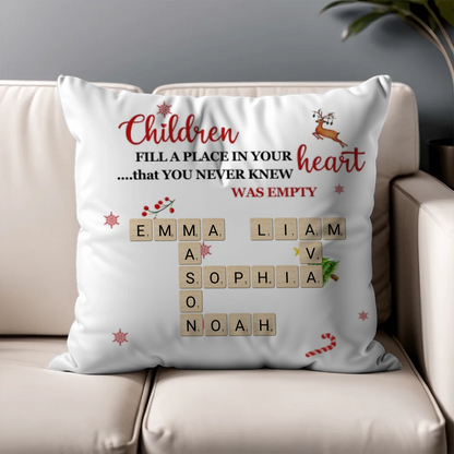 Personalized Children's Names Crossword Pillow – Christmas Edition