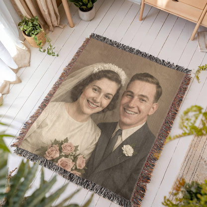 Heirloom Woven Photo Blanket – Turn Restored Memories into Cozy Keepsakes