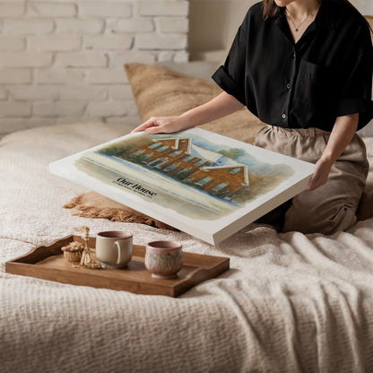 Custom Watercolor House Portrait – Personalized Gallery-Wrapped Canvas