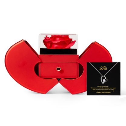 Forever Love Necklace with Romantic Heart Rose Box – Meaningful Gift for the Love of Your Life