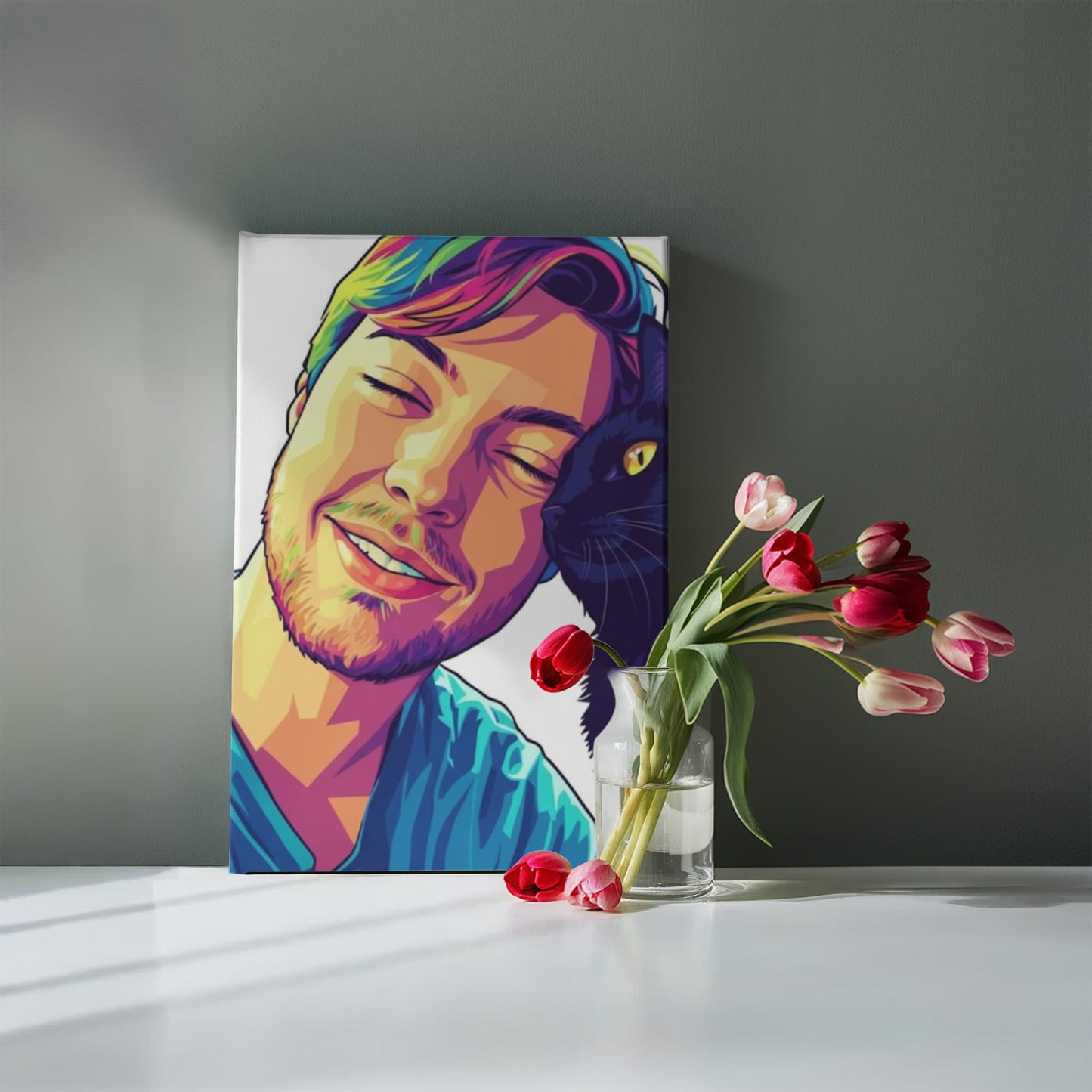 Custom Pop Abstract Portrait Canvas – Vibrant Modern Art from Your Photo