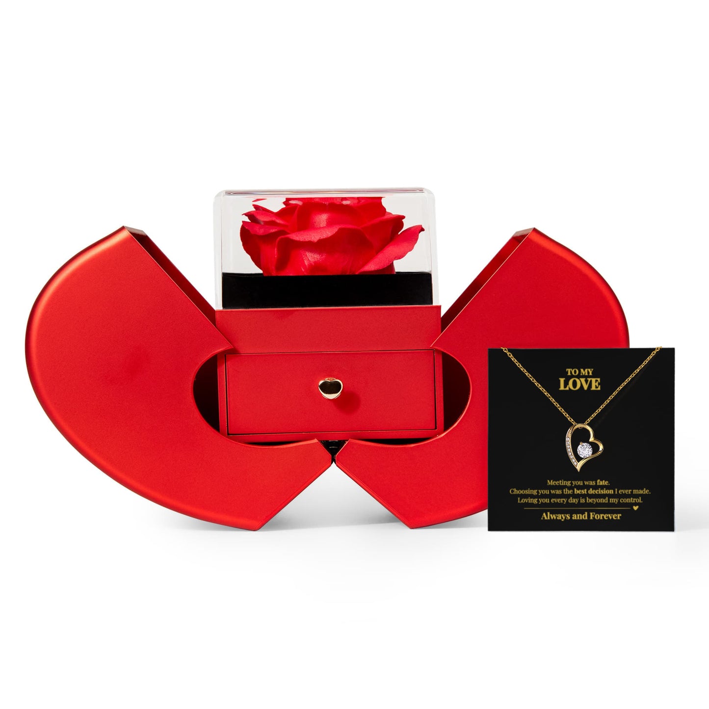 Forever Love Necklace with Romantic Heart Rose Box – Meaningful Gift for the Love of Your Life