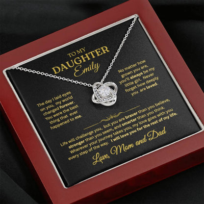To My Daughter Love Knot Necklace – Personalized Message Card Gift