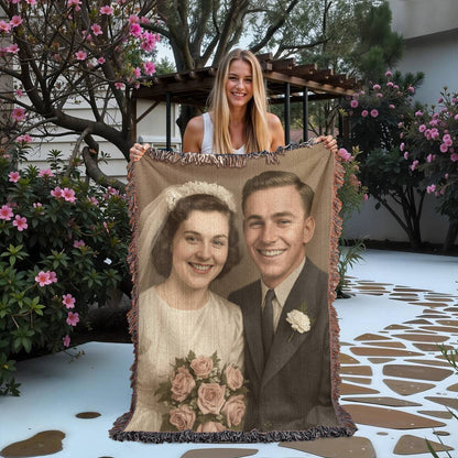 Heirloom Woven Photo Blanket – Turn Restored Memories into Cozy Keepsakes