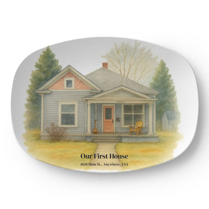 Personalized Housewarming Platter - Custom Watercolor Home Design