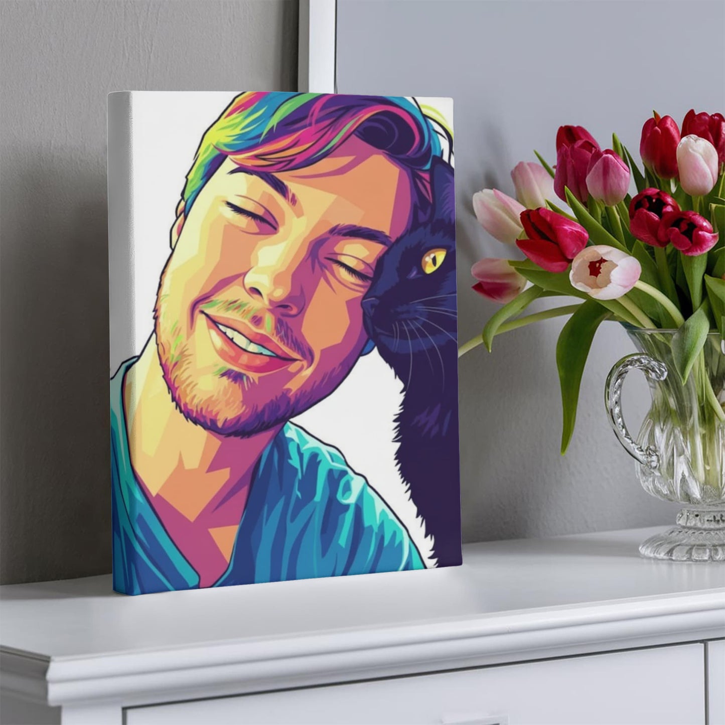 Custom Pop Abstract Portrait Canvas – Vibrant Modern Art from Your Photo