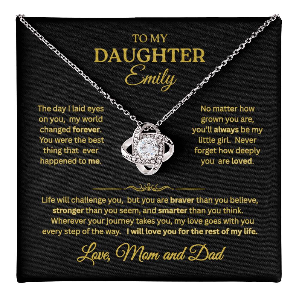 To My Daughter Love Knot Necklace – Personalized Message Card Gift