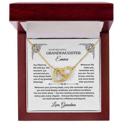 Interlocking Hearts Necklace for Granddaughter – Personalized Message Card Gift