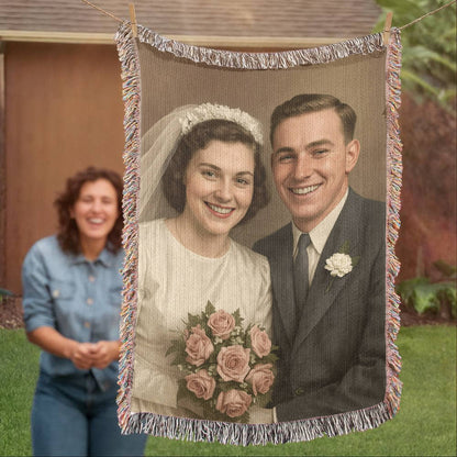 Heirloom Woven Photo Blanket – Turn Restored Memories into Cozy Keepsakes