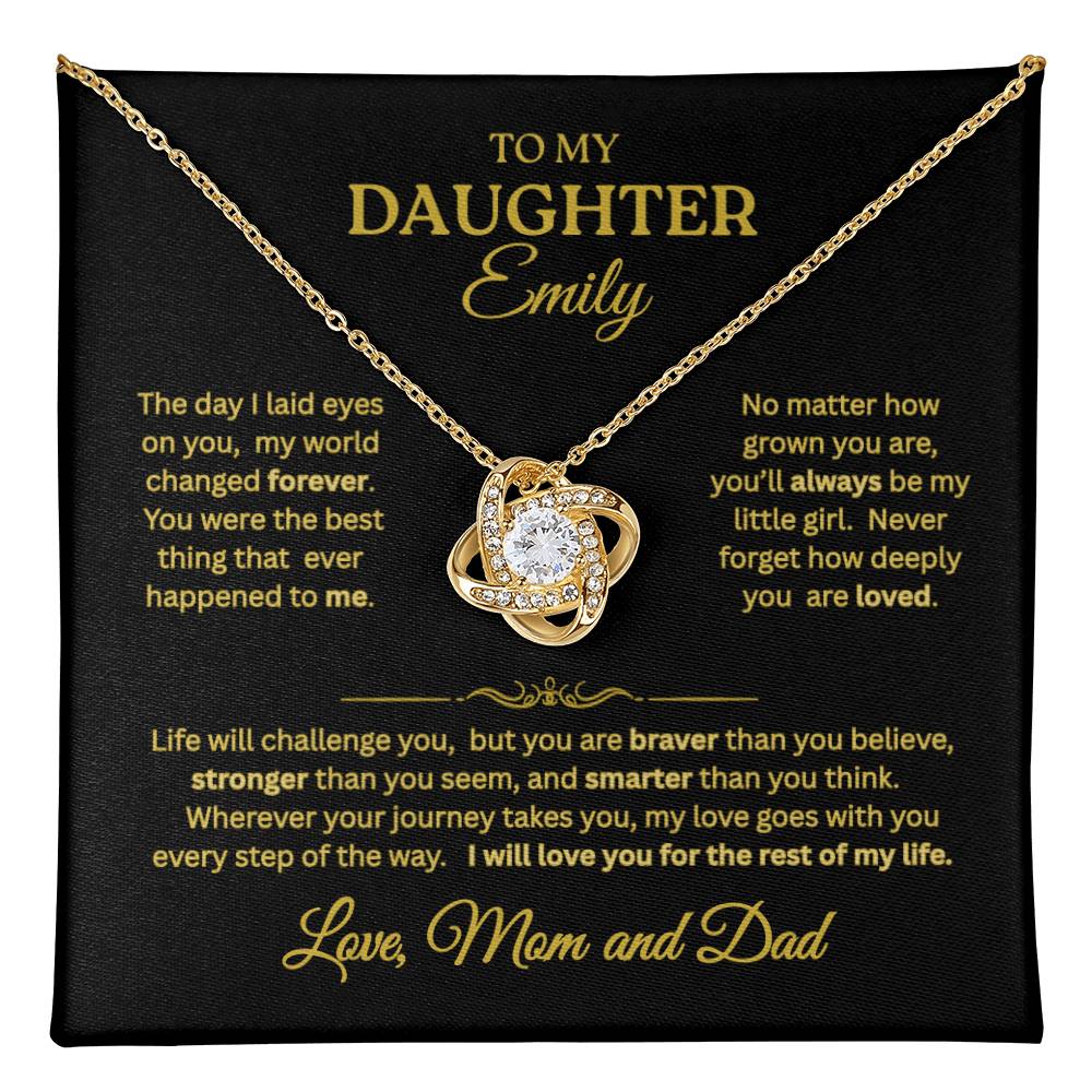 To My Daughter Love Knot Necklace – Personalized Message Card Gift