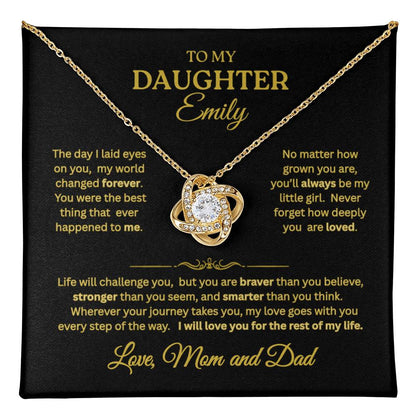 To My Daughter Love Knot Necklace – Personalized Message Card Gift