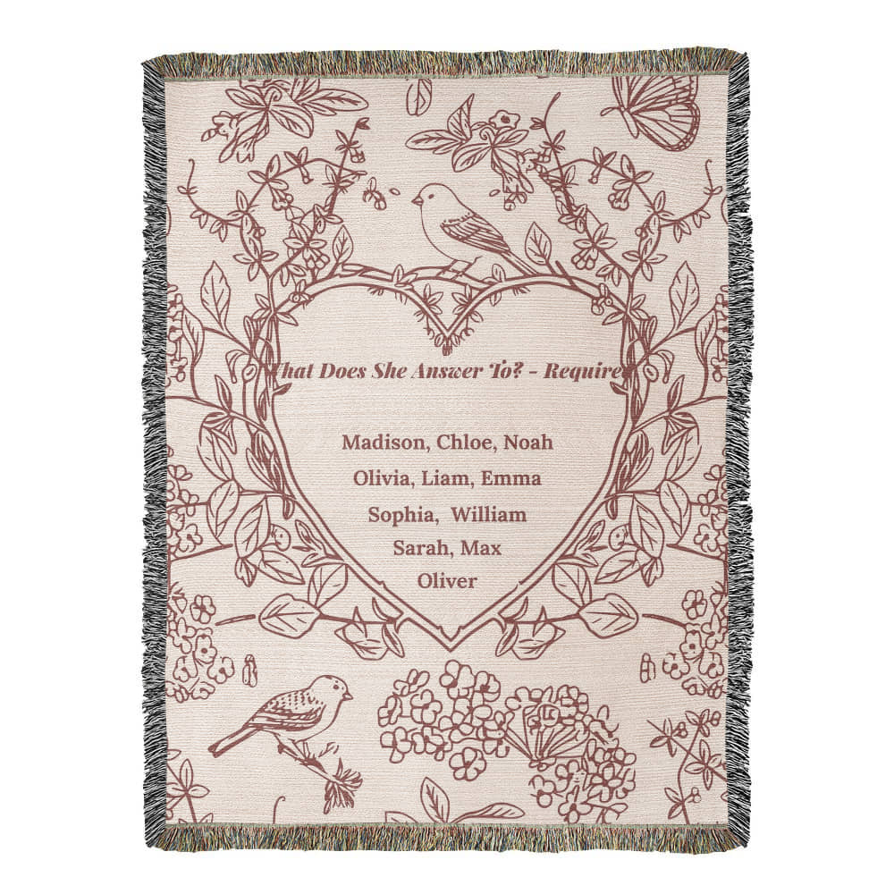 Personalized Woven Grandma Blanket – Custom Grandchildren’s Names, Heirloom 100% Cotton Throw