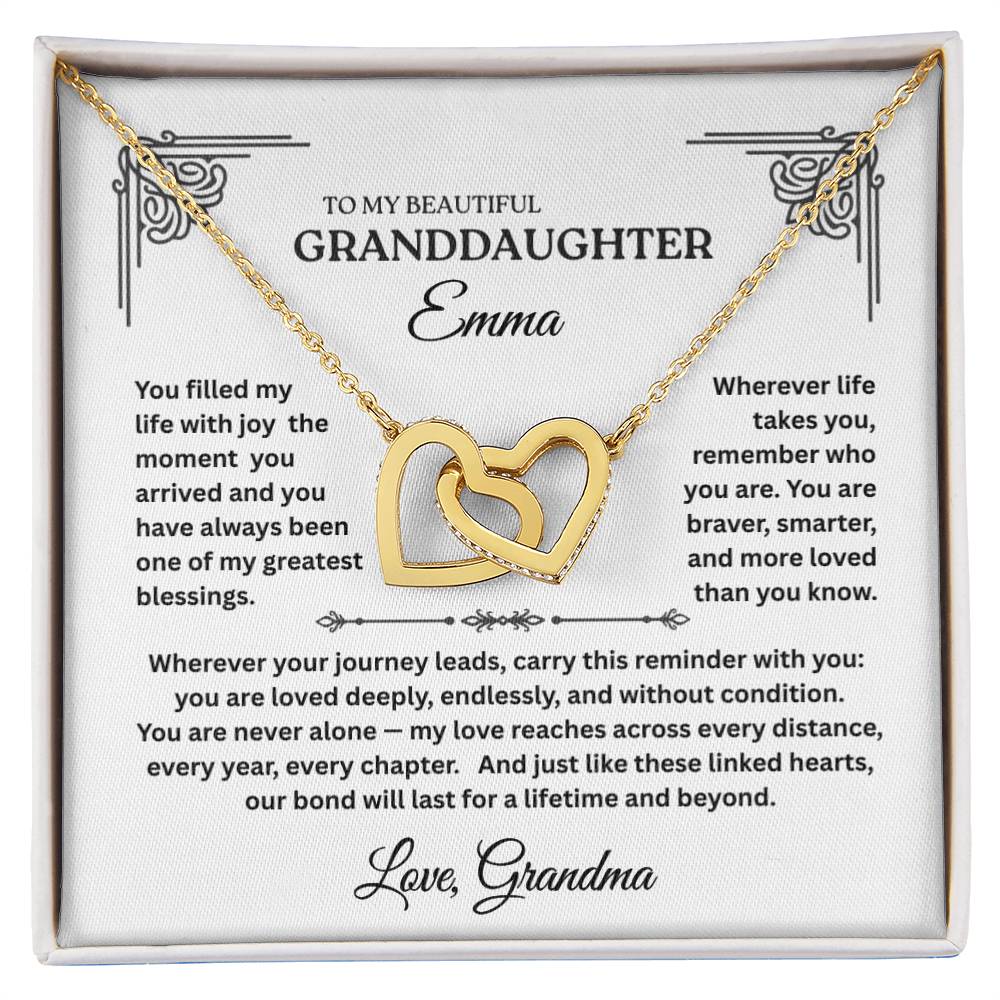 Interlocking Hearts Necklace for Granddaughter – Personalized Message Card Gift
