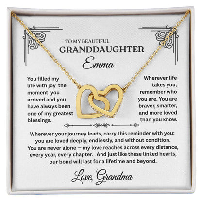 Interlocking Hearts Necklace for Granddaughter – Personalized Message Card Gift