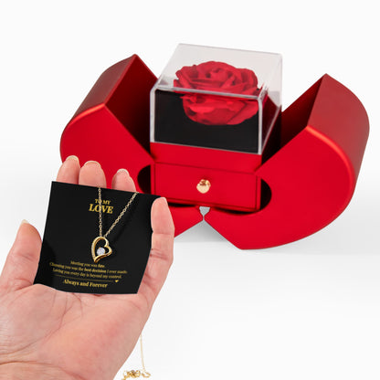 Forever Love Necklace with Romantic Heart Rose Box – Meaningful Gift for the Love of Your Life