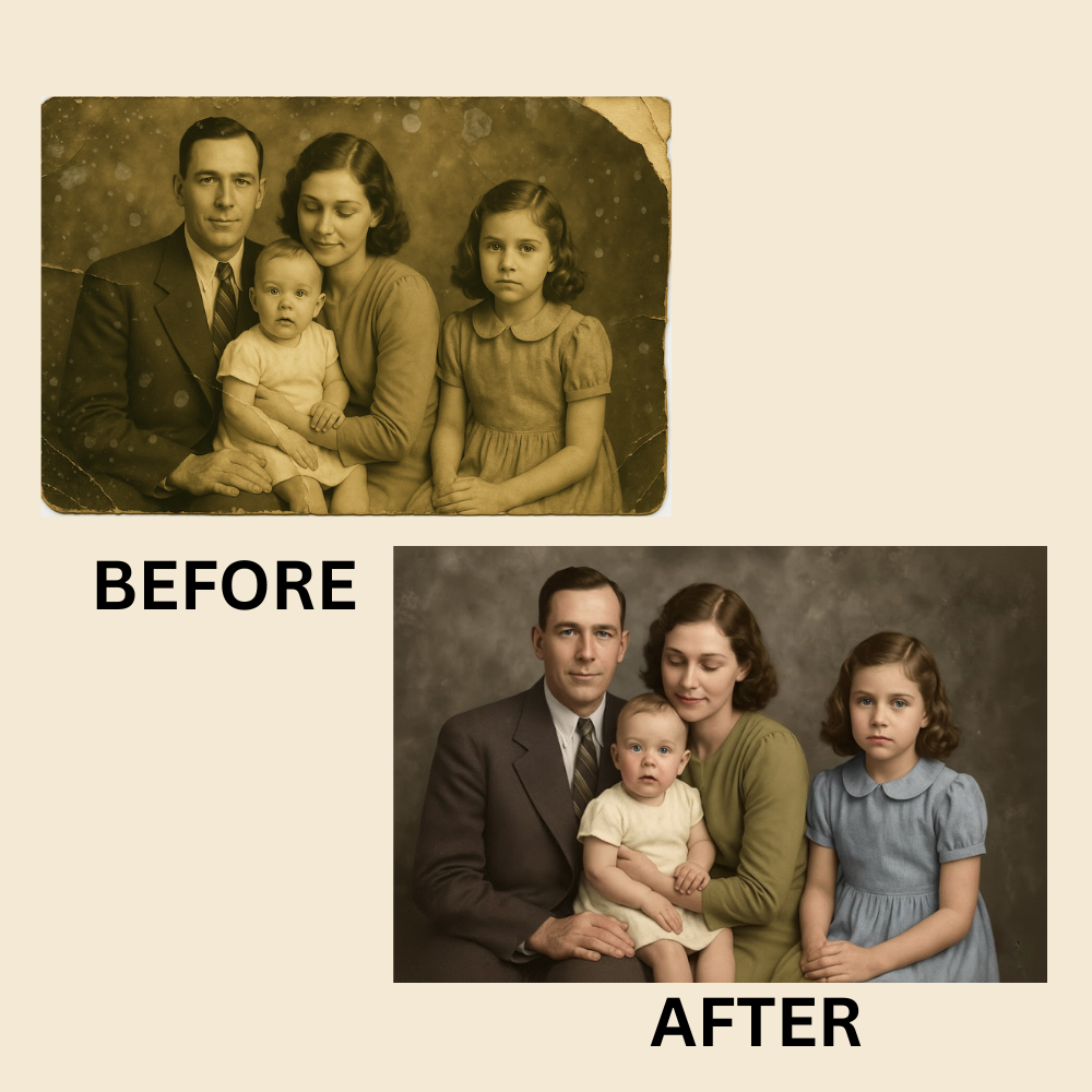Photo Restoration & Colorization – Bring Your Memories Back to Life