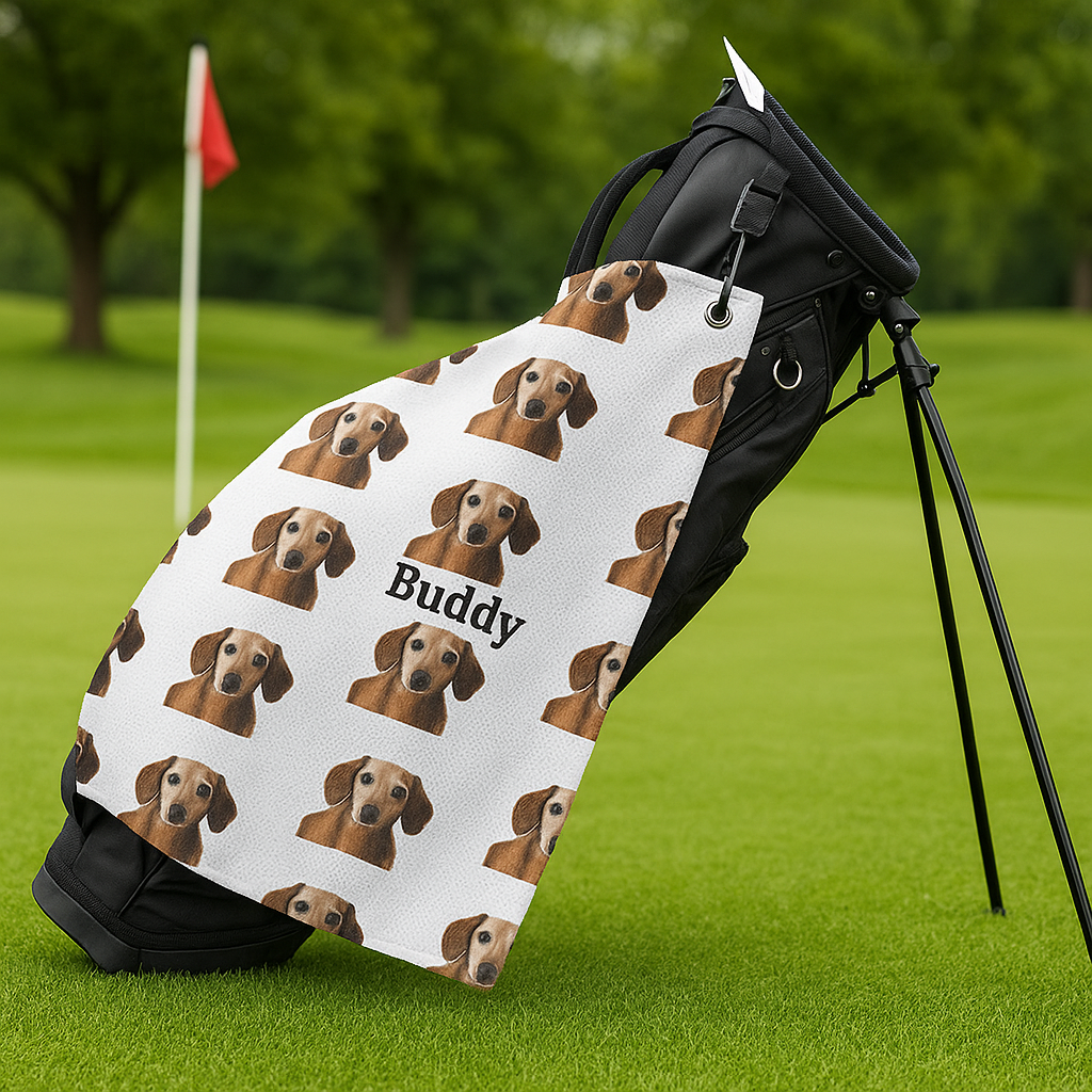 Custom Photo Golf Towel with Name – Personalized Gift for Golfers