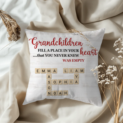 Personalized Grandma Name Crossword Pillow – Christmas Edition