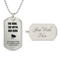 The Man. The Myth. Our Hero. – Engraved Dog Tag Necklace for Dad - Free Engraving