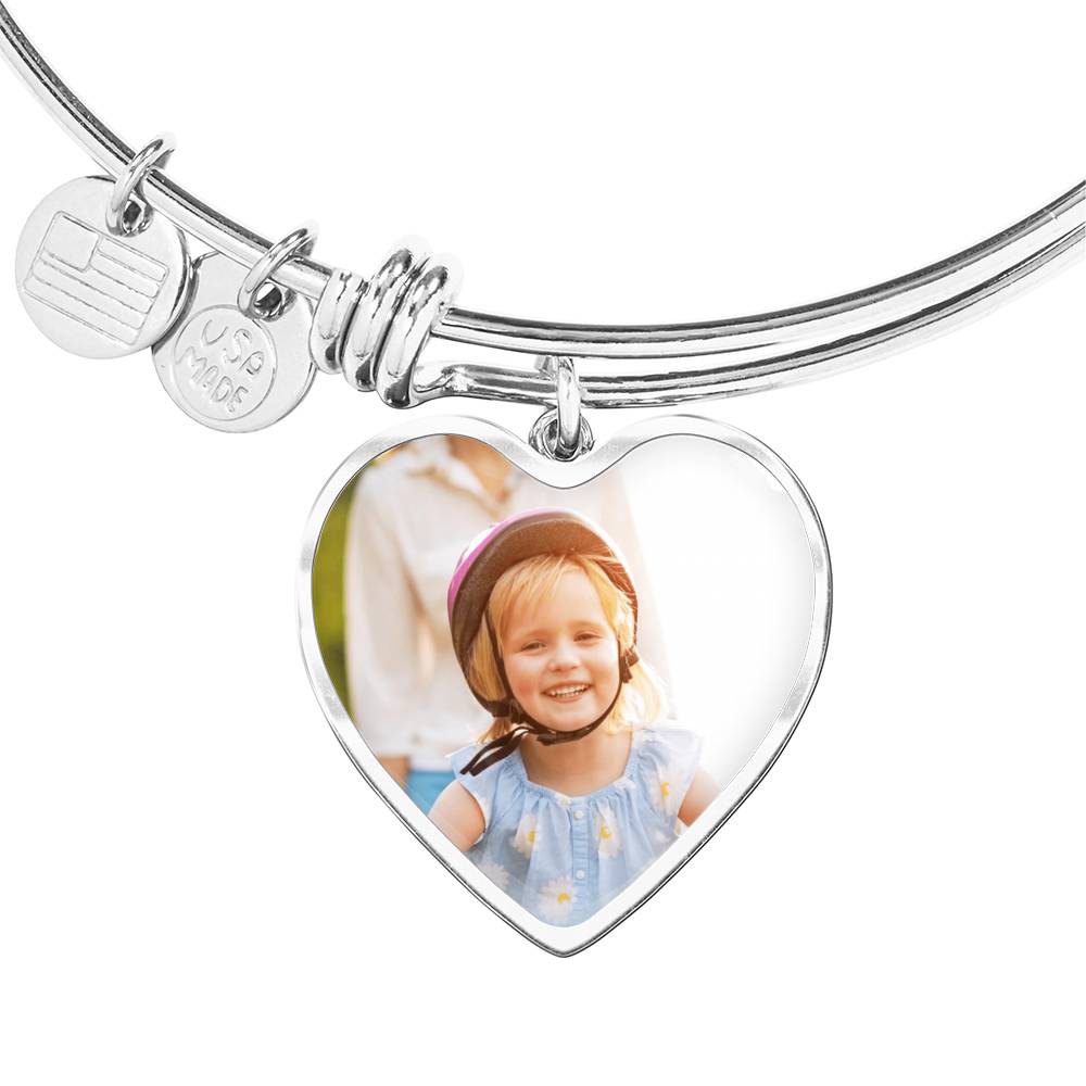 Personalized Heart Photo Bangle – Gift for Mom, Grandma & Daughters